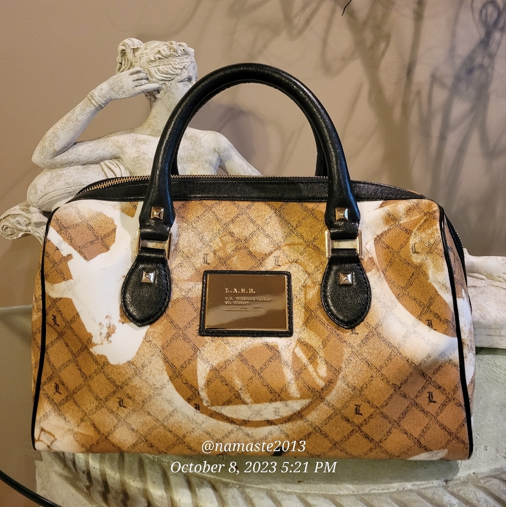 L.A.M.B. by Gwen Stefani Stencil  Satchel Luxury Designer Handbag NWOT #578